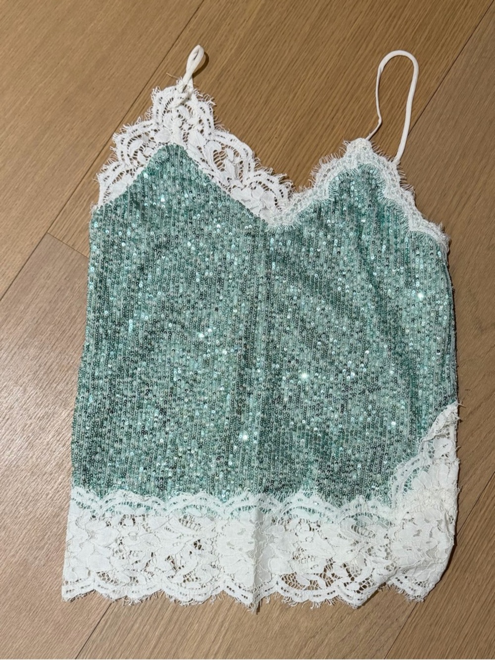 Pinko Turquoise Sequin Lace Cami